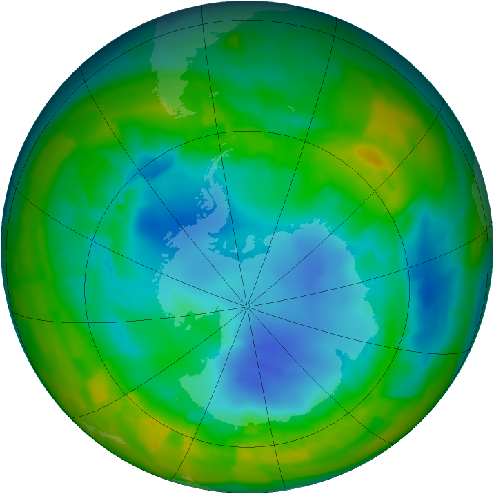 Antarctic ozone map for 09 August 2012